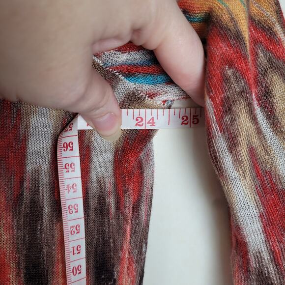 Chico's southwestern open front lightweight duster cardigan Size L Boho Western - Picture 6 of 7